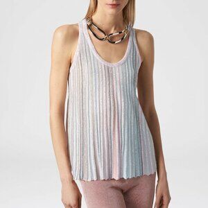 $1120 Missoni Multi Sequin Pleated Striped Lurex Tank Top size IT 42/6